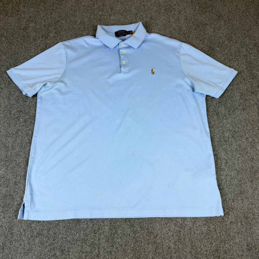 Polo Ralph Lauren Mens Classic Fit Polo Shirt Light Blue Short Sleeve Large